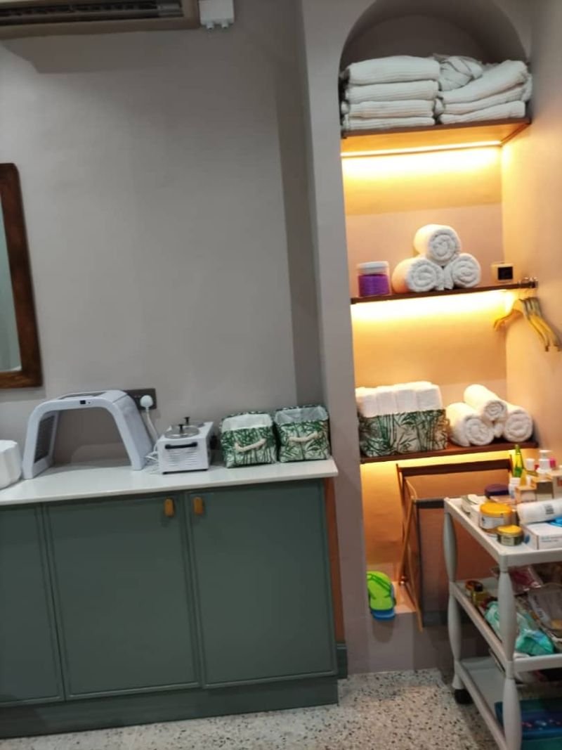 Fresh linen station at IVY Skin & Wellness